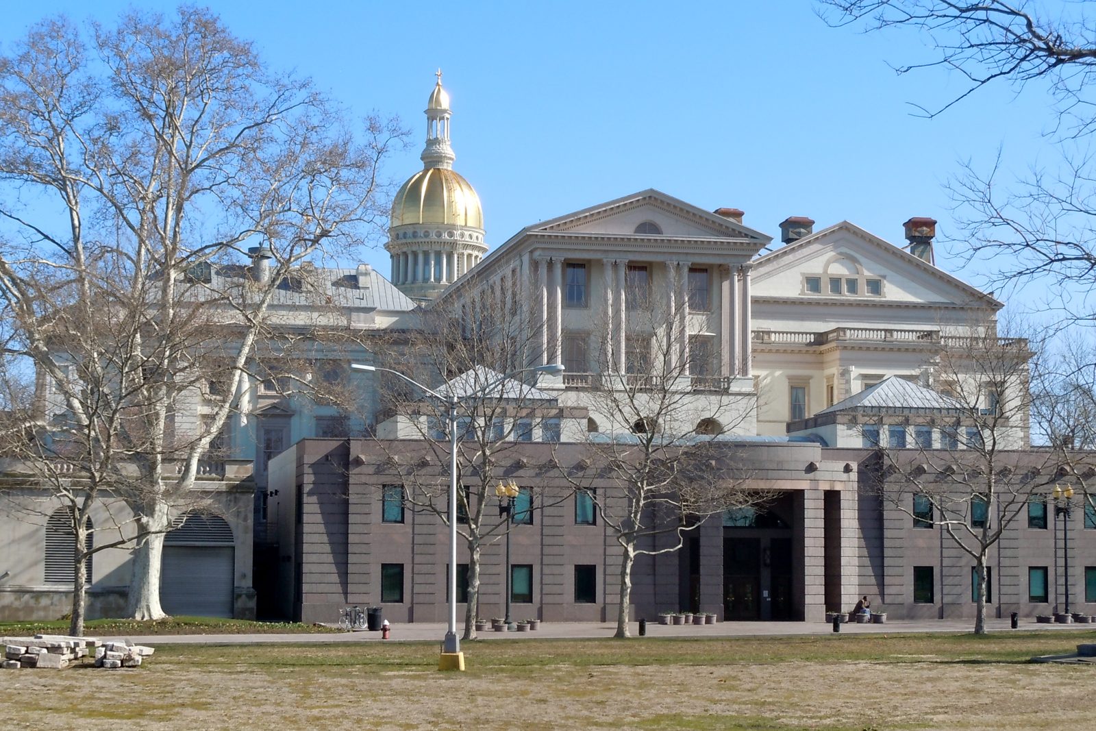 The New Jersey State House in Trenton, with its gold dome